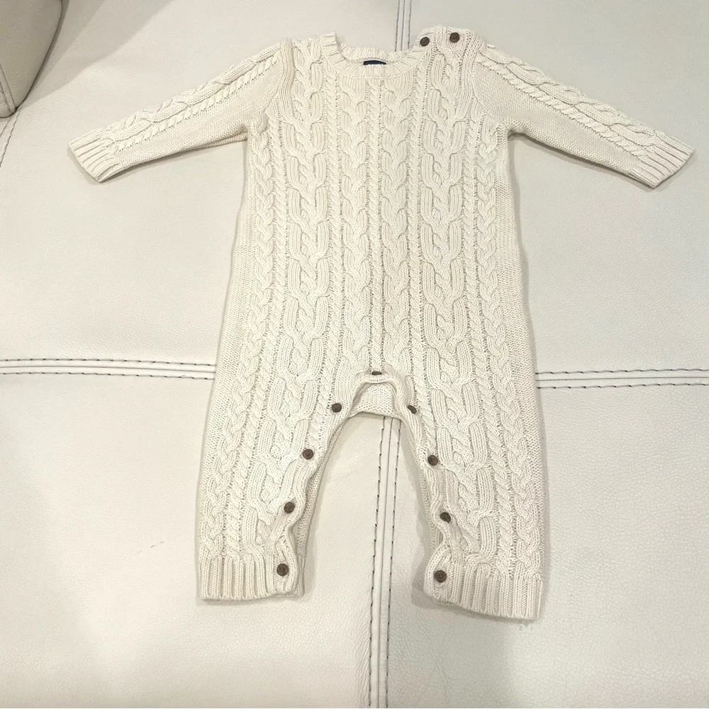 Baby Gap Cotton Cream Cable-knit Onesie Romper One-Piece Size 6-12 months